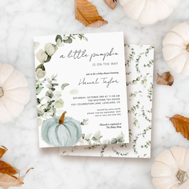 Convite para Chá de fraldas de Abóbora Azul de Orç (Criador carregado)