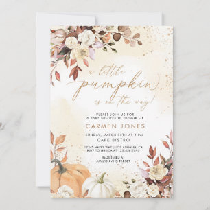 Convite para Chá de fraldas de Abóbora de outono