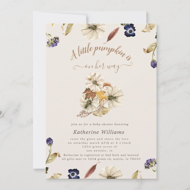 convite para chá de fraldas de abóbora para tons d (Frente)