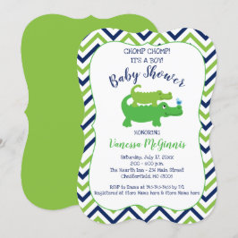 Convite para Chá de fraldas de Alligator Green Blu