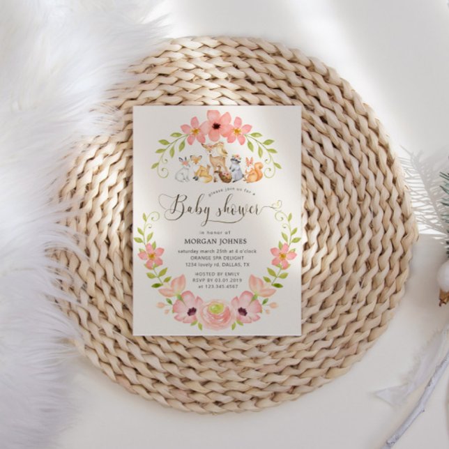 Convite para Chá de fraldas de Animais da Floresta (Criador carregado)