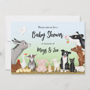 Convite para chá de fraldas de animais de criação