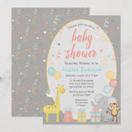 Convite para Chá de fraldas de animais de festa br