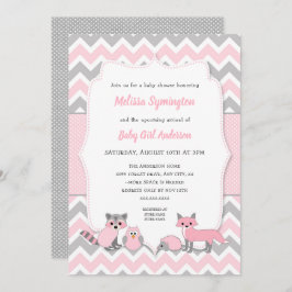 Convite para chá de fraldas de animais de madeira 