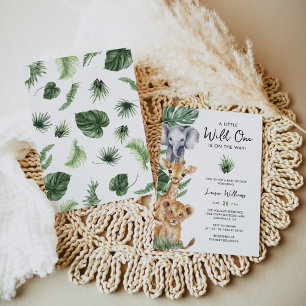 Convite para Chá de fraldas de Animais Safari Selv