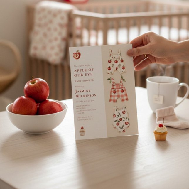 Convite para Chá de fraldas de Aquarela da Apple V (Criador carregado)