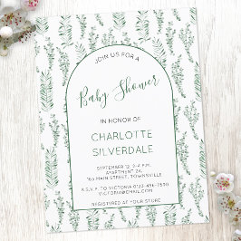 Convite para Chá de fraldas de Aquarela Eucalyptus