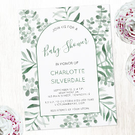 Convite para Chá de fraldas de Aquarela Eucalyptus