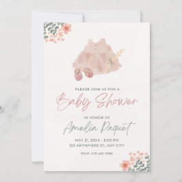 Convite para Chá de fraldas de Aquarela Rosa