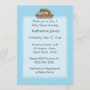 Convite para Chá de fraldas de Arca de Noah.