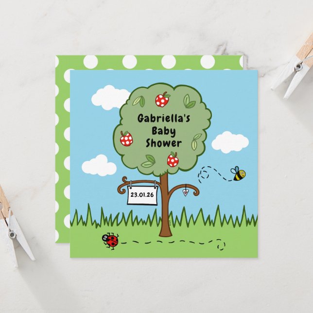 Convite para Chá de fraldas de Árvore de Celebraçã (Frente/Verso In Situ)