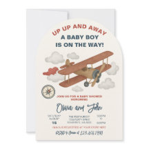 Convite para Chá de fraldas de avião para cima e p
