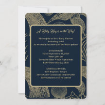 Convite para Chá de fraldas de Azul de Baleia Náut