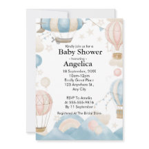 Convite para Chá de fraldas de Balão de Ar Quente 