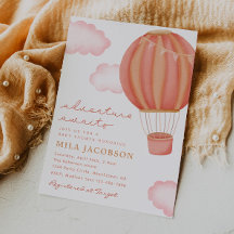Convite para Chá de fraldas de Balões de Ar Quente