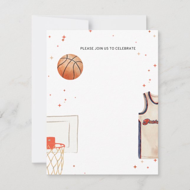 Convite para chá de fraldas de basquete, aniversár (Frente)