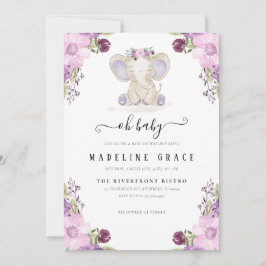 Convite para Chá de fraldas de bebê elefante