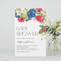 Convite para Chá de fraldas de Berries Mistos de C