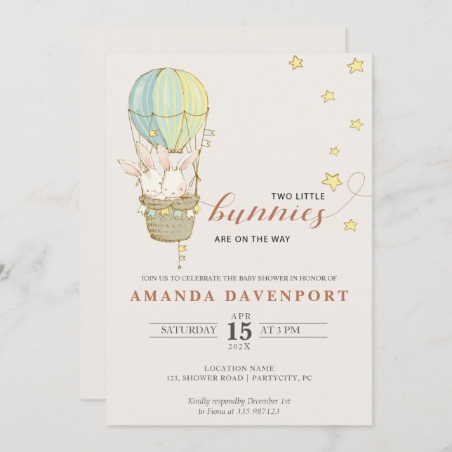 Convite para chá de fraldas de bexigas de 2010 (Frente/Verso)