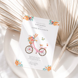 Convite para Chá de fraldas de Bicicleta Rosa-Rosa