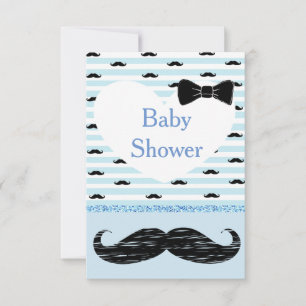 Convite para Chá de fraldas de bigode de bebê az