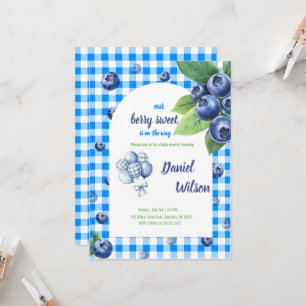 Convite para Chá de fraldas de Blueberry