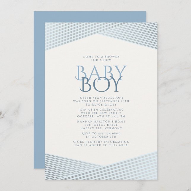 Convite para Chá de fraldas de Boas-vindas do Blue (Frente/Verso)