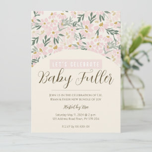 Convite para Chá de fraldas de Boho Floral Rosa bo