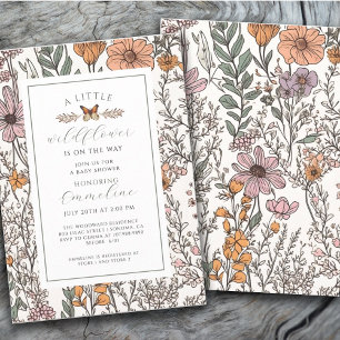 Convite para Chá de fraldas de Boho Little Wildflo