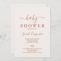 Convite para Chá de fraldas de Boho Mínimo, Cor-de