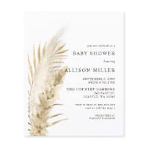 Convite para Chá de fraldas de Boho Pampas de Orça