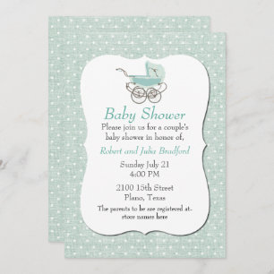 Convite para Chá de fraldas de Bolinhas Verde da C