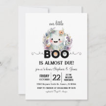 Convite para Chá de fraldas de Boo Floral Hallowee