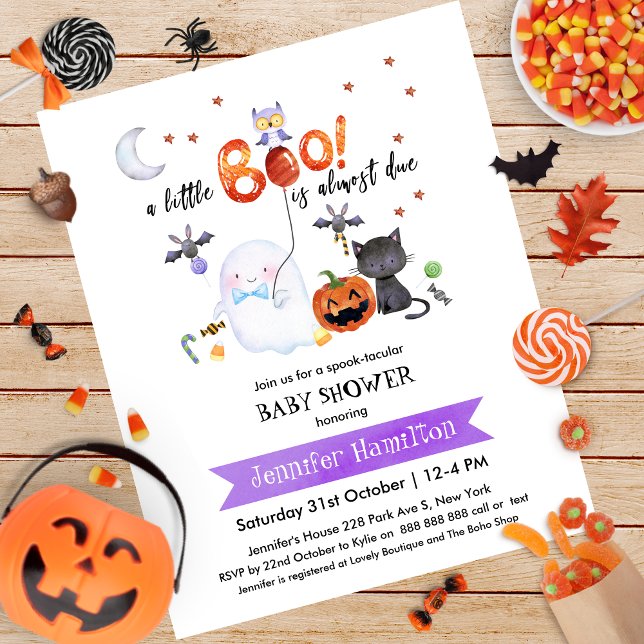 Convite para Chá de fraldas de Boo Halloween (Criador carregado)