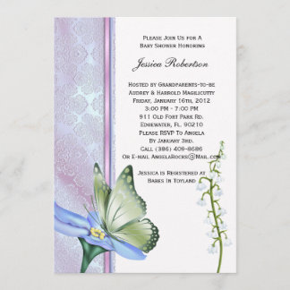Convite para Chá de fraldas de Borboleta