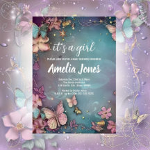 Convite para Chá de fraldas de borboleta