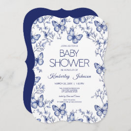 Convite para Chá de fraldas de Borboleta Blue Chin