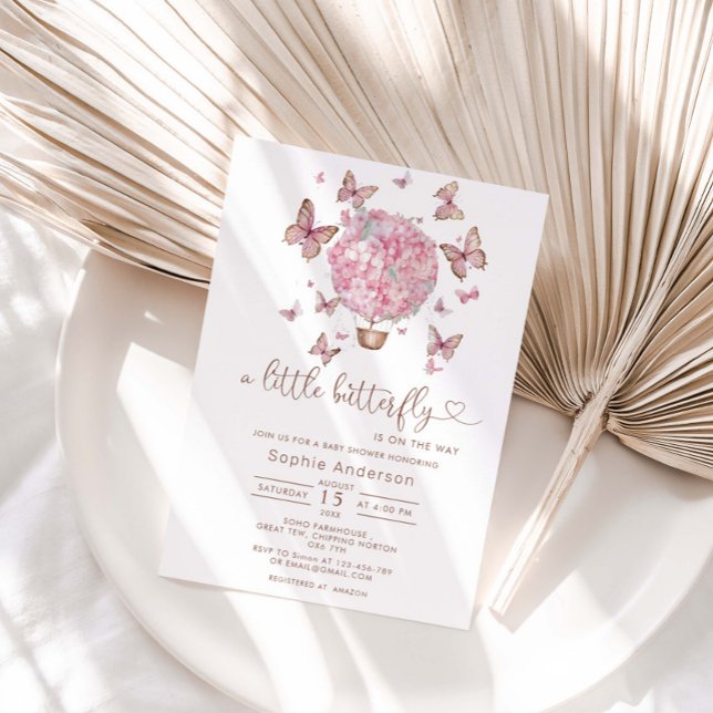 Convite para Chá de fraldas de Borboleta Floral Ro (Criador carregado)