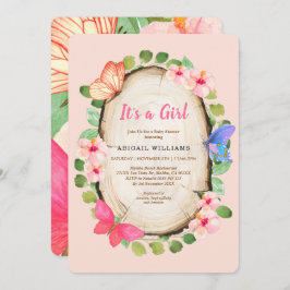 Convite para Chá de fraldas de Borboleta Woodland