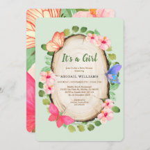 Convite para Chá de fraldas de Borboleta Woodland