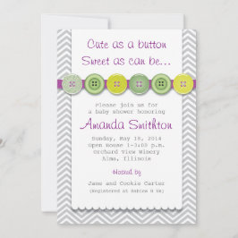 Convite para Chá de fraldas de Botão de Cuta