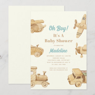 Convite para Chá de fraldas de Brinquedos de Woode