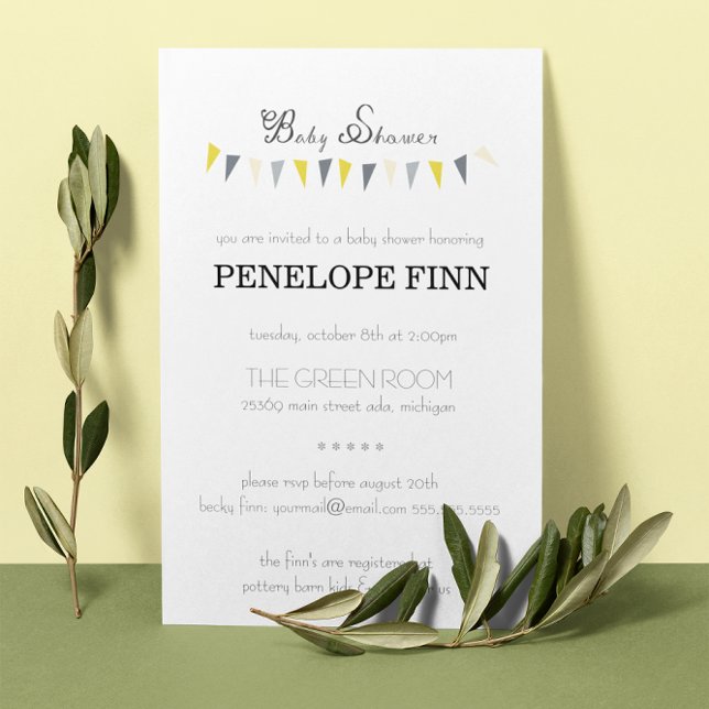 Convite para Chá de fraldas de Bunting (Criador carregado)