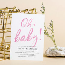 Convite para Chá de fraldas de Caligrafia por Aqua