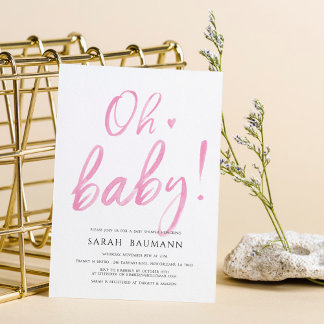 Convite para Chá de fraldas de Caligrafia por Aqua