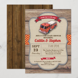 Convite para chá de fraldas de caminhão de incêndi
