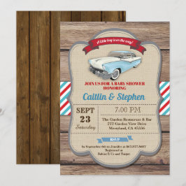 Convite para chá de fraldas de carro clássico. Est