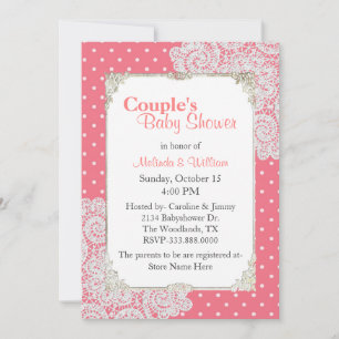 Convite para Chá de fraldas de Casal de Bolinhas b