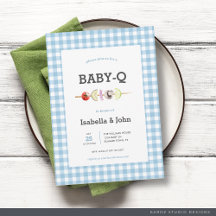 Convite para Chá de fraldas de Casal Gingham BabyQ