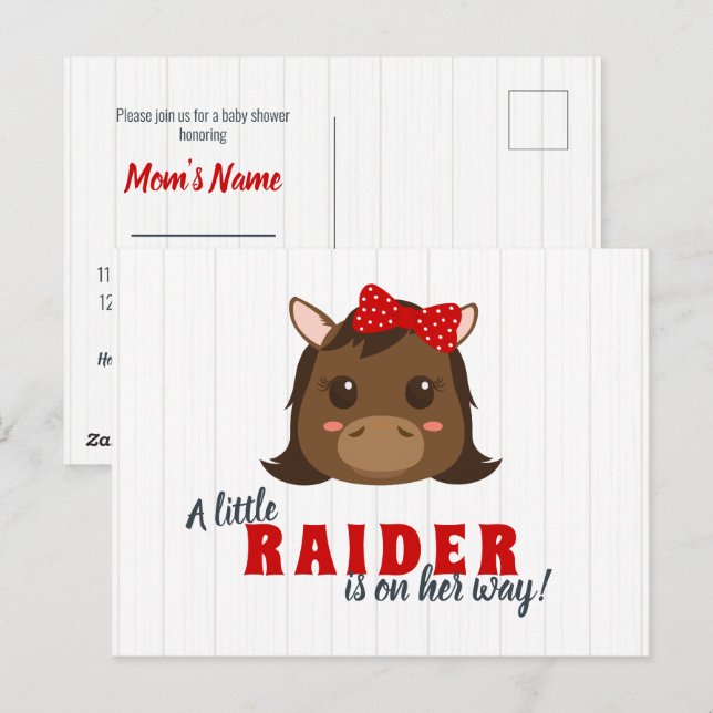 Convite para Chá de fraldas de Cavalo de Menina (Frente/Verso)